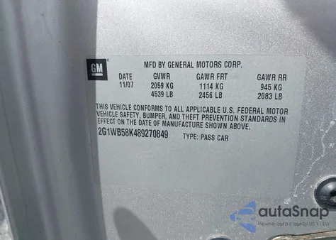 2008 Chevrolet Impala Ls из США, поврежденный, VIN 2G1WB58K489270849